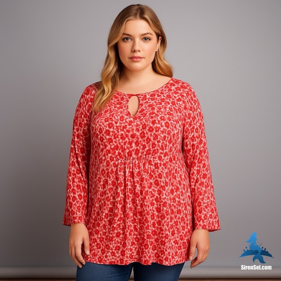 1138 Michael Kors Tunic Top – Size 3X – Red Floral - Picture 1 of 15